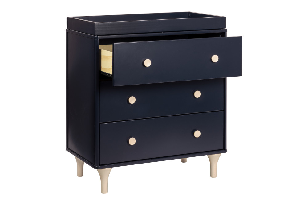 BabyLetto Lolly 3 Drawer Dresser Changer, Navy and Natural