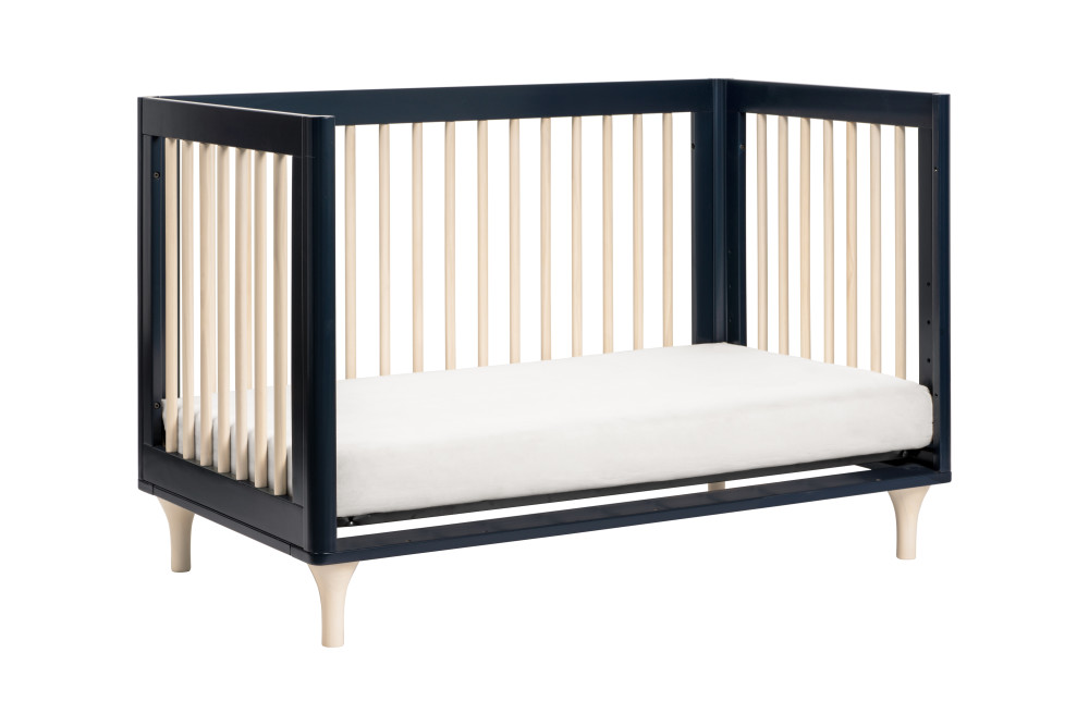 BabyLetto Lolly 3 in 1 Convertible Crib, Navy and Natural