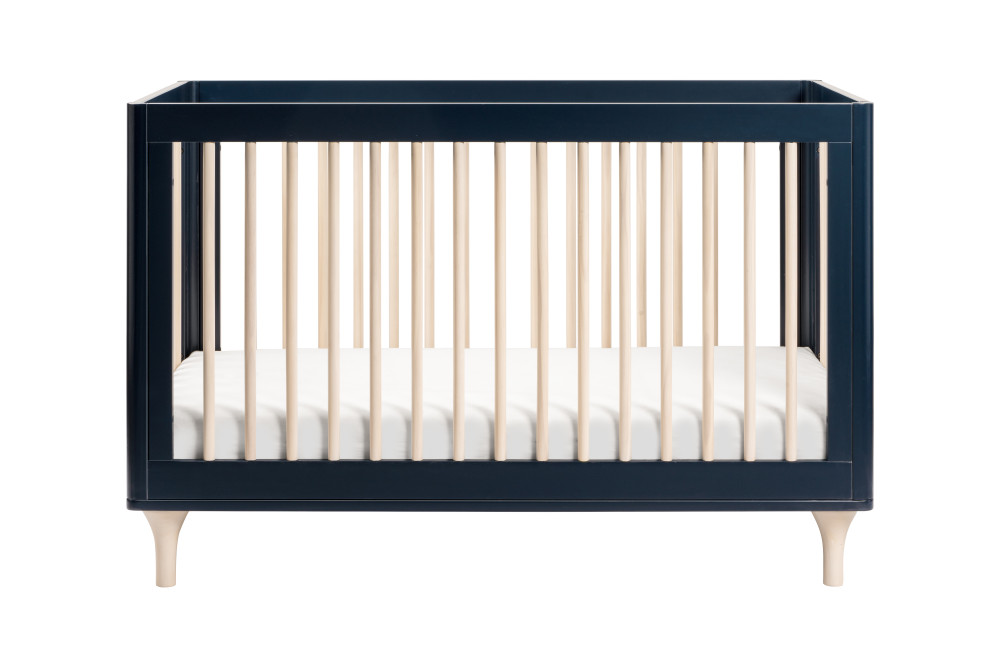 BabyLetto Lolly 3 in 1 Convertible Crib, Navy and Natural
