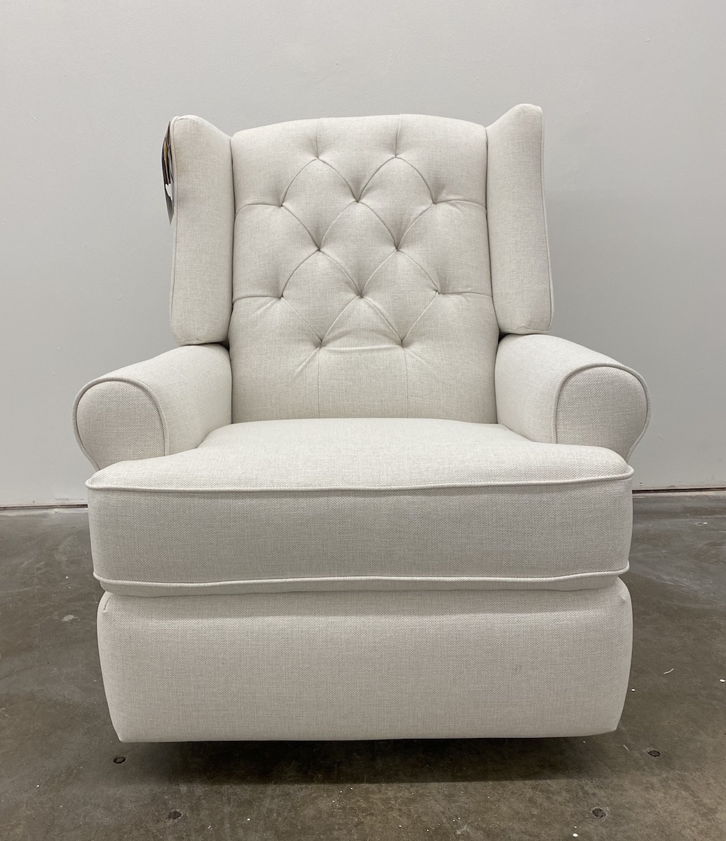 Best Chairs Kendra Tufted Swivel Glider Recliner in Snow