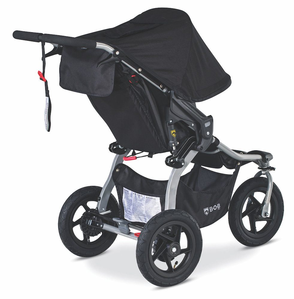 Birth to 75 Pounds Smooth Ride Suspension Travel System with B-Safe 35 Infant Car Seat Black New Logo Easy Fold BOB Gear Rambler Jogging Stroller XL Canopy Coverage 