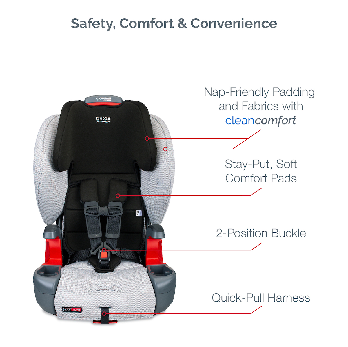 Britax Grow With You ClickTight Booster Car Seat - Clean Comfort