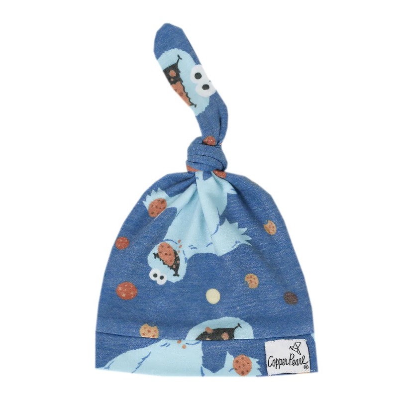 Copper Pearl Cookie Monster Top Knot Hat - 0-4 Months