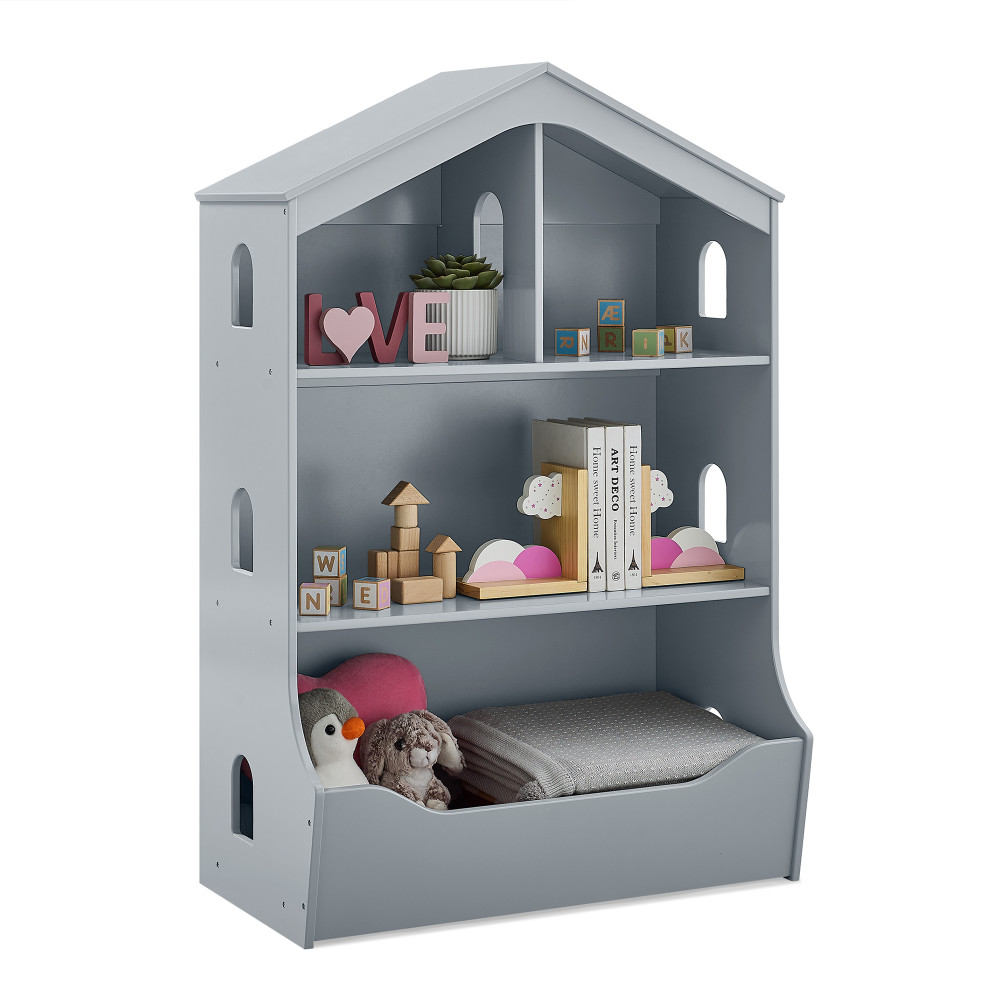 Delta Children Playhouse Bookcase With Toy Storage - Grey