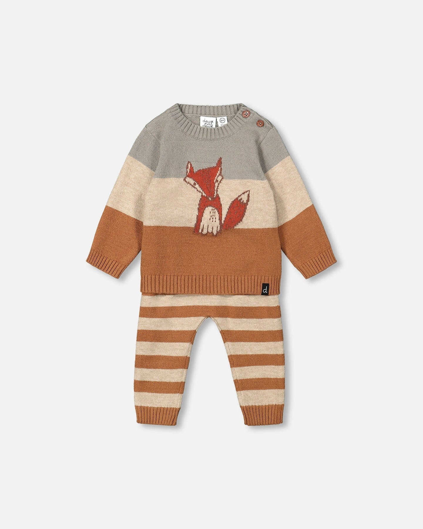 deux par deux Fox Knitted Sweater Set - 12M