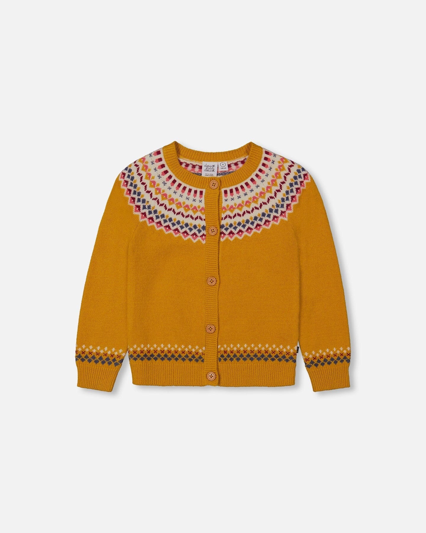 deux par deux Icelandic Knitted Cardigan Yellow Ochre - 3T