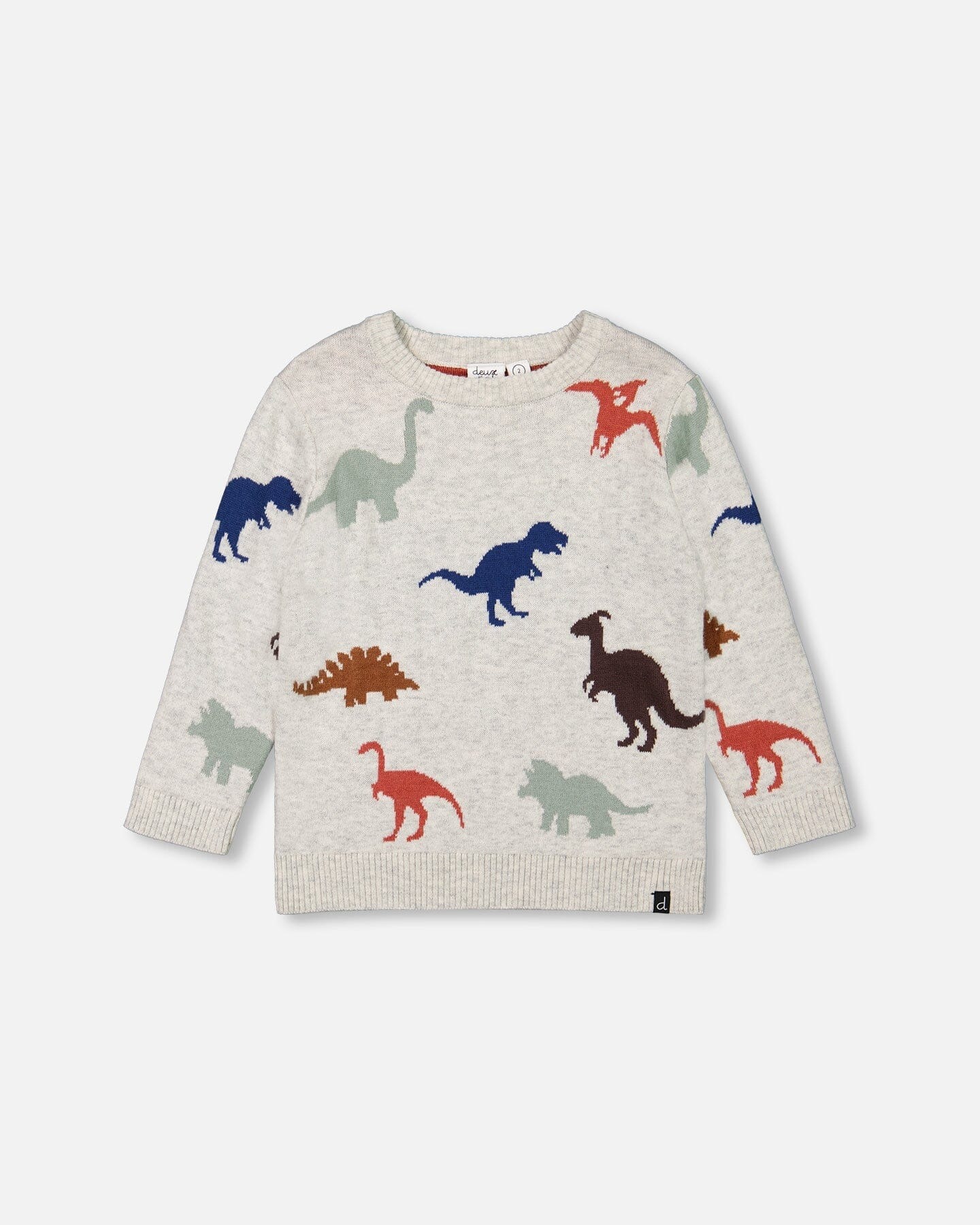 deux par deux Intarsia Sweater w/ Dinosaurs - 18M