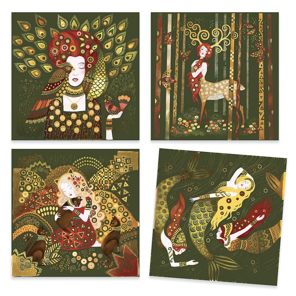 Djeco Golden Goddesses Inspired by Klimt Scratch Boards Kit