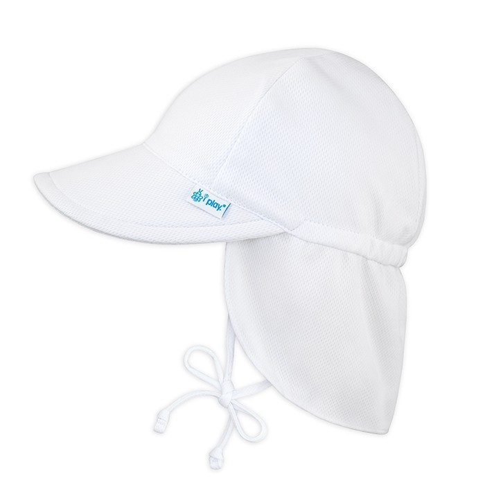 I Play Breathable Flap Sun Hat in White - 9/18 Months