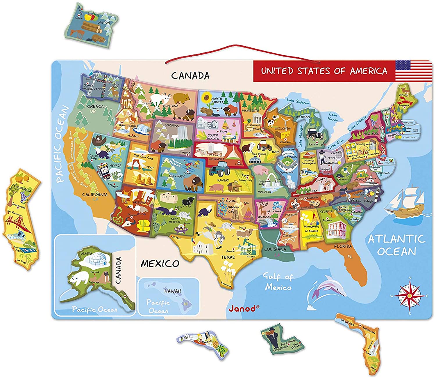 Janod Toys Magnetic USA Map