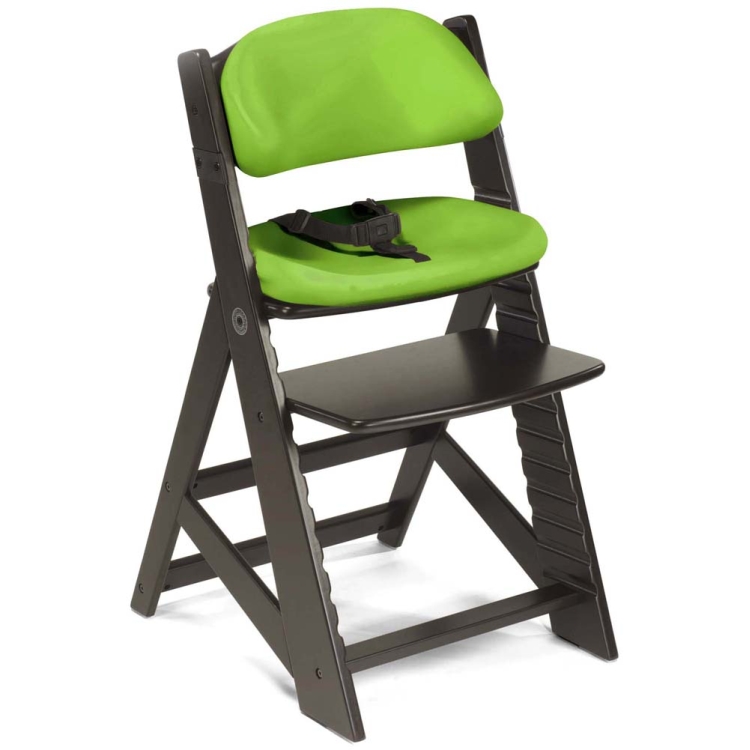 Lime Keekaroo Height Right Kids Chair with Comfort Cushions Espresso Base 