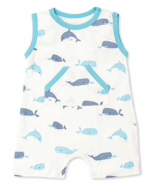 Kissy Kissy Whales Sleeveless Playsuit - Blue - 9 Months