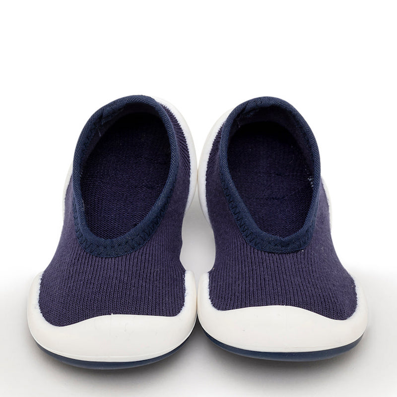 Komuello Flat Navy Cotton Sock Shoes - 18-24 Months