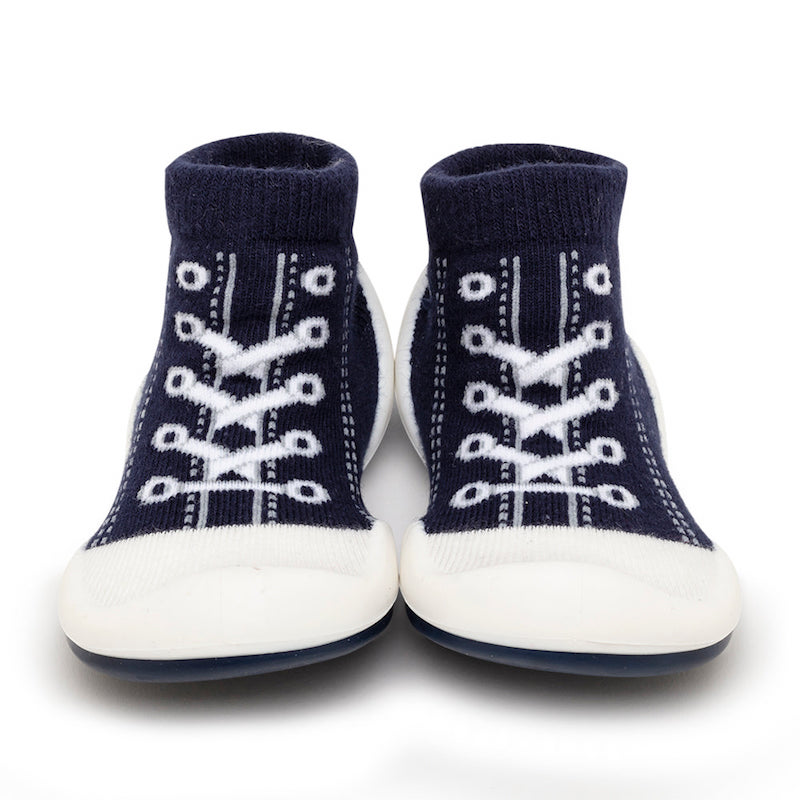 Komuello Sneakers Navy Soft Cotton Sock Shoes - 5 ( 6-12 Months