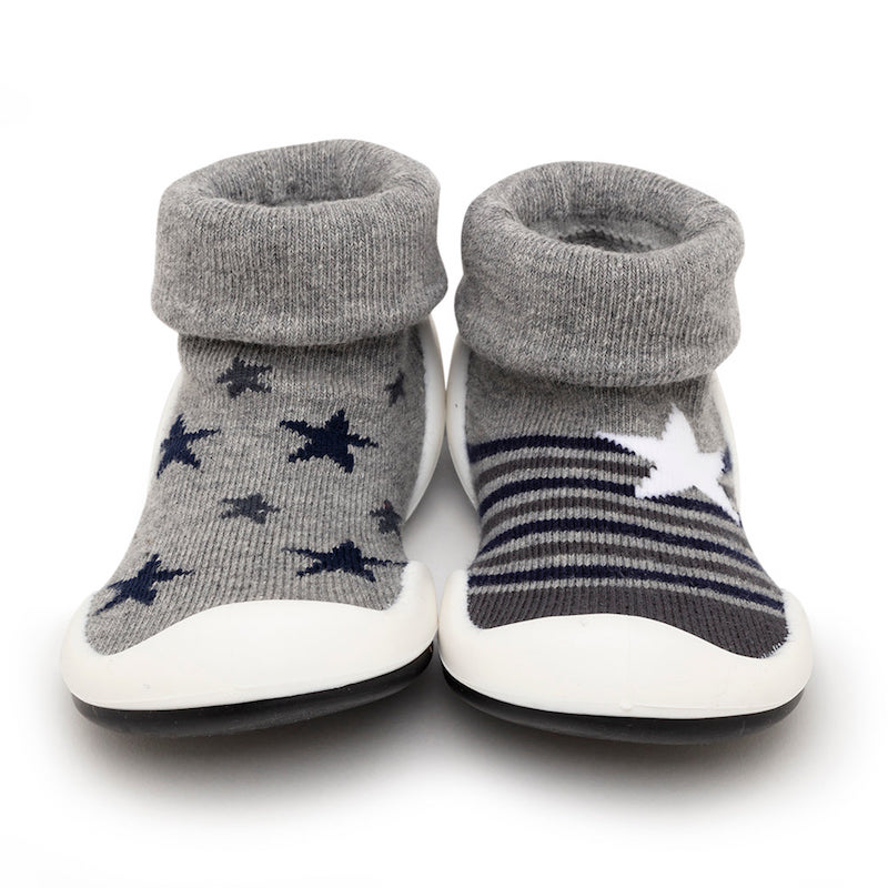 Komuello Stars & Stripes Grey Sock Shoes - 5 ( 6-12 Months )