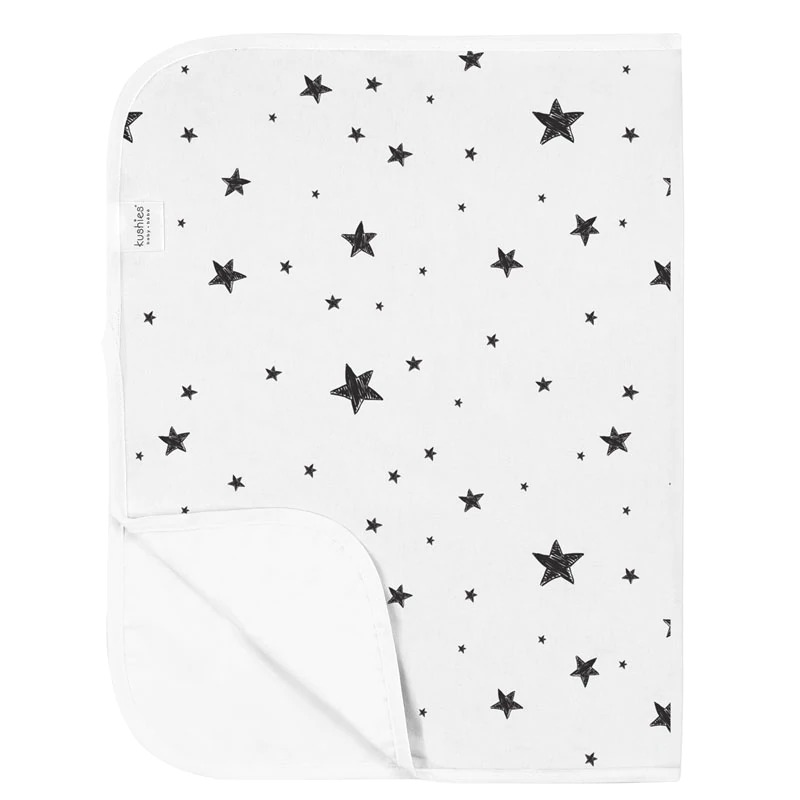Kushies Deluxe Flannel Flat Changing Pad - Scribble Stars