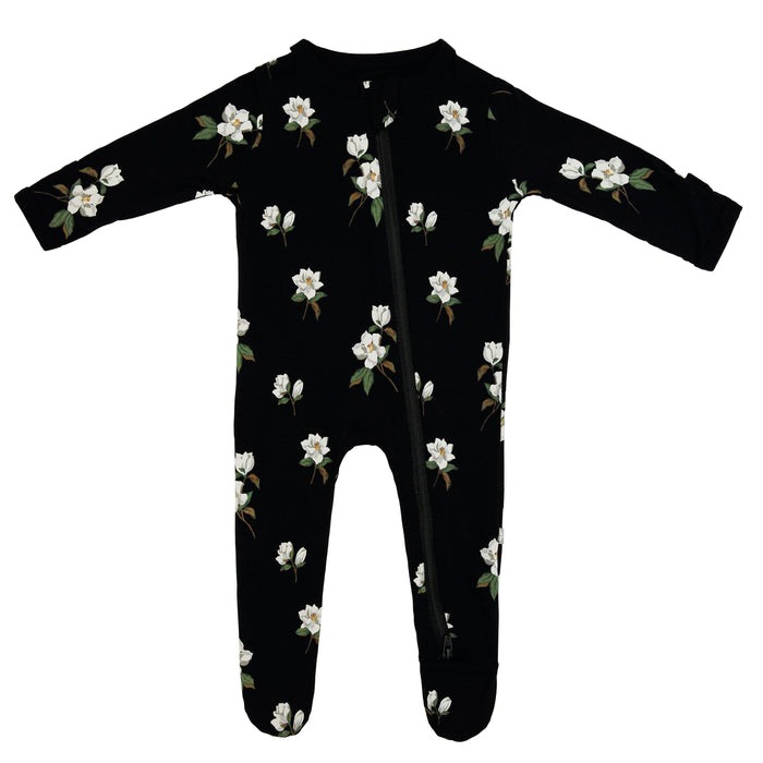 Kyte Baby Small Midnight Magnolia Zippered Footie - 0-3 Months