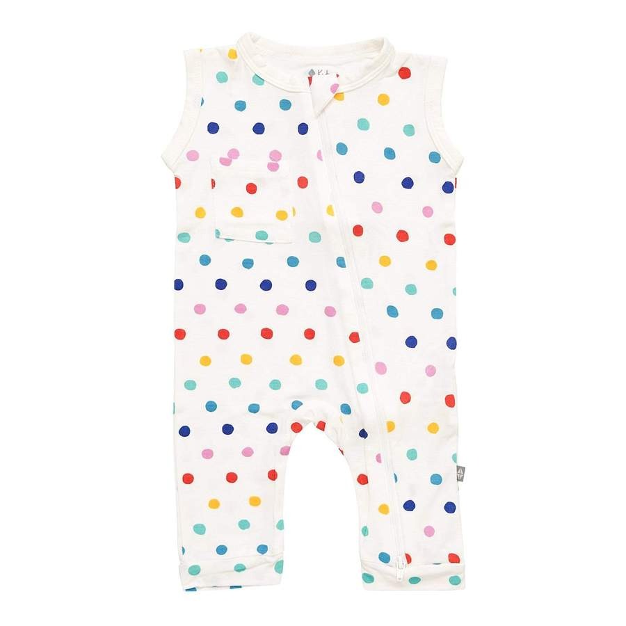 Kyte Baby Printed Sleeveless Romper - Polka Dots - 12-18 Months