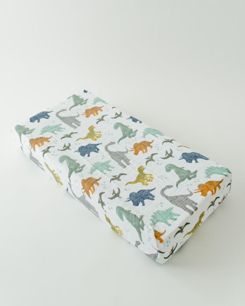 Little Unicorn Cotton Muslin Changing Pad Cover in Dino Friends
