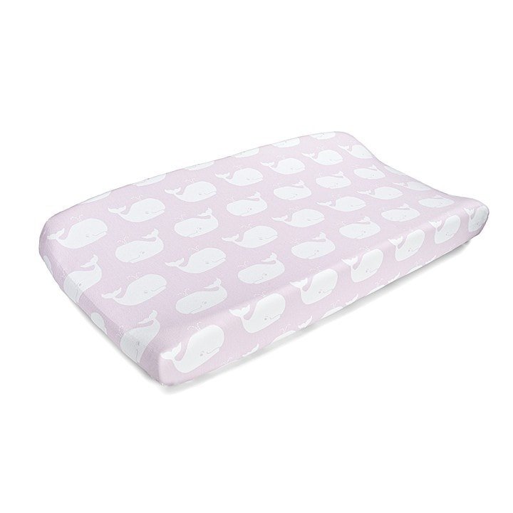 Liz & Roo Pink Whale Tails Contoured Changing Pad Cover