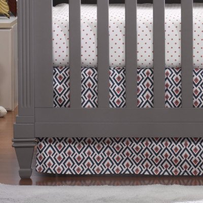 Liz and Roo Navy and Coral Archery Crib Skirt