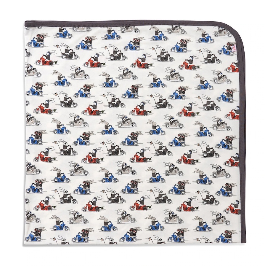 Magnetic Me hares on hogs modal swaddle blanket