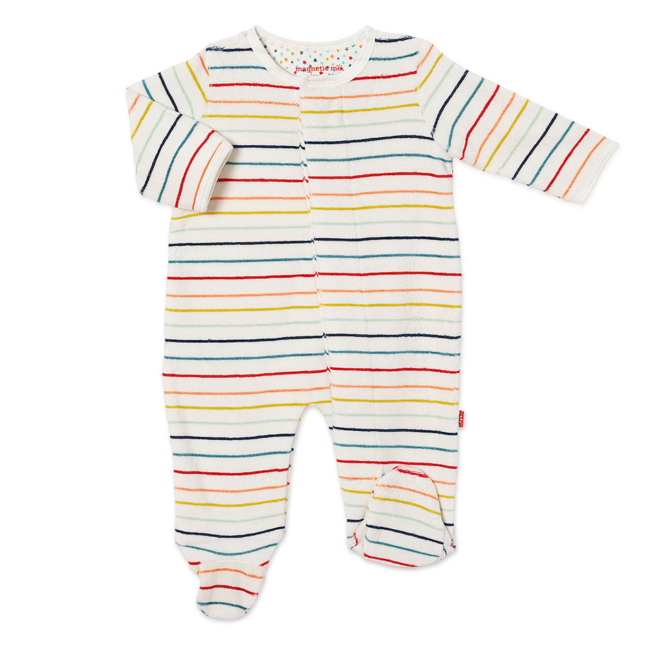 Magnetic Me Multi-Stripe Velour Magnetic Footie - 6-9 Months