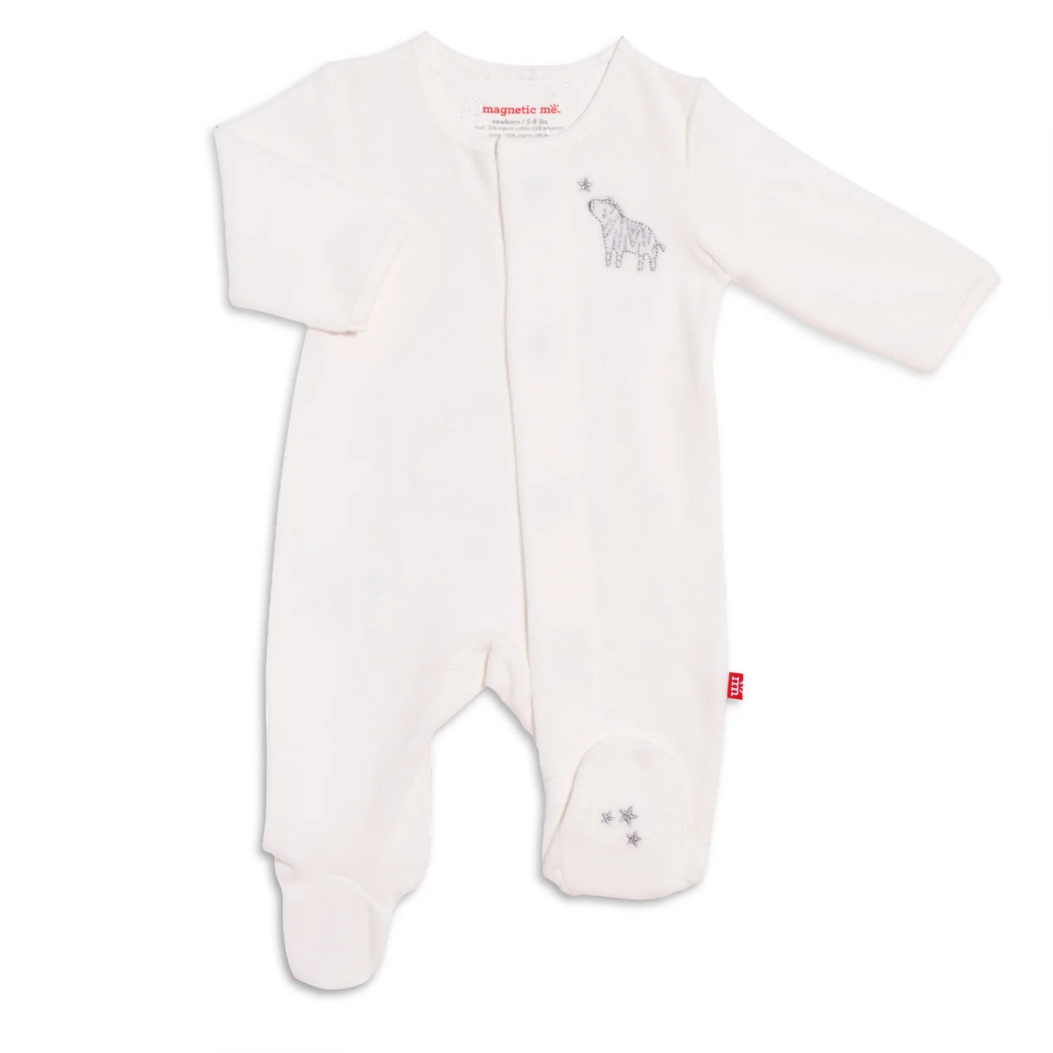 Magnetic Me layette embroidery velour footie - 3-6 Months