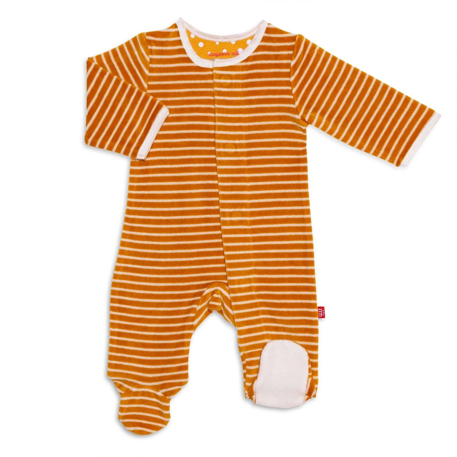 Magnetic Me goldenrod pinstripe velour footie - 6-9 Months