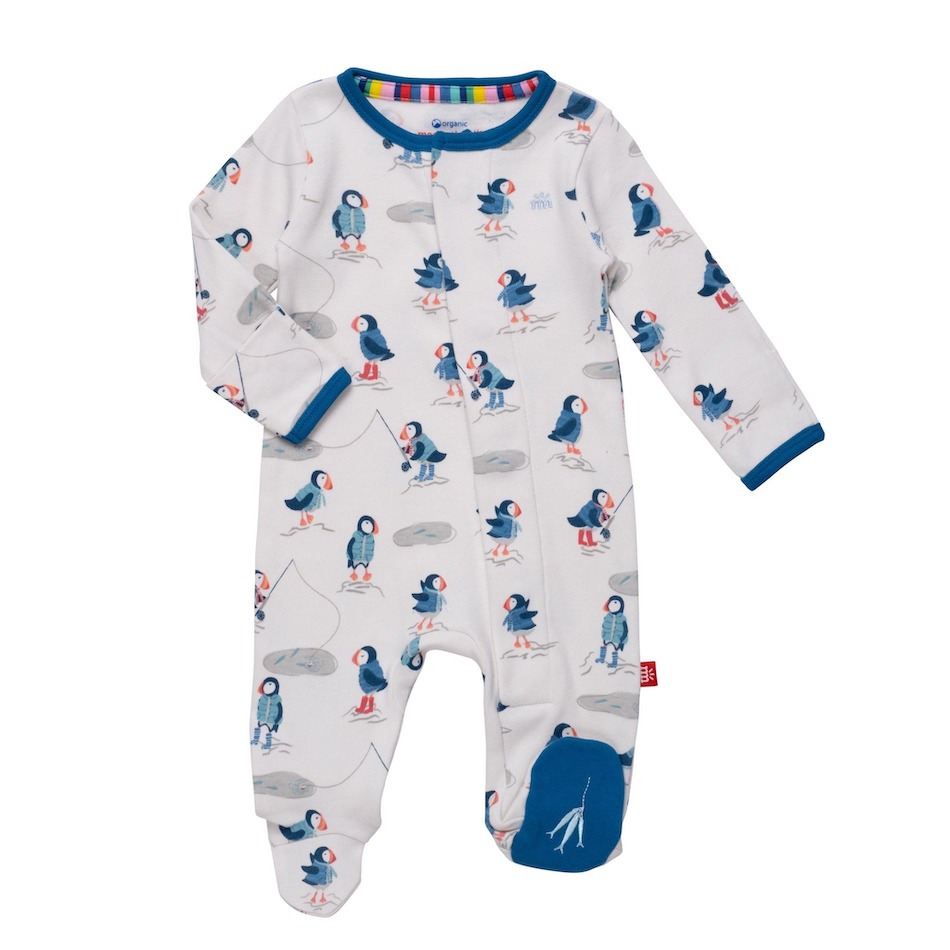 Magnetic Me Stud Puffin Organic Cotton Footie - 0-3 Months