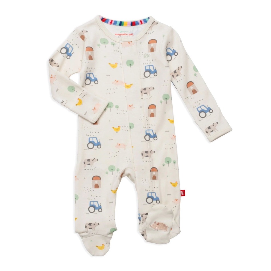 Magnetic Me Pasture bedtime organic footie - 0-3 Months