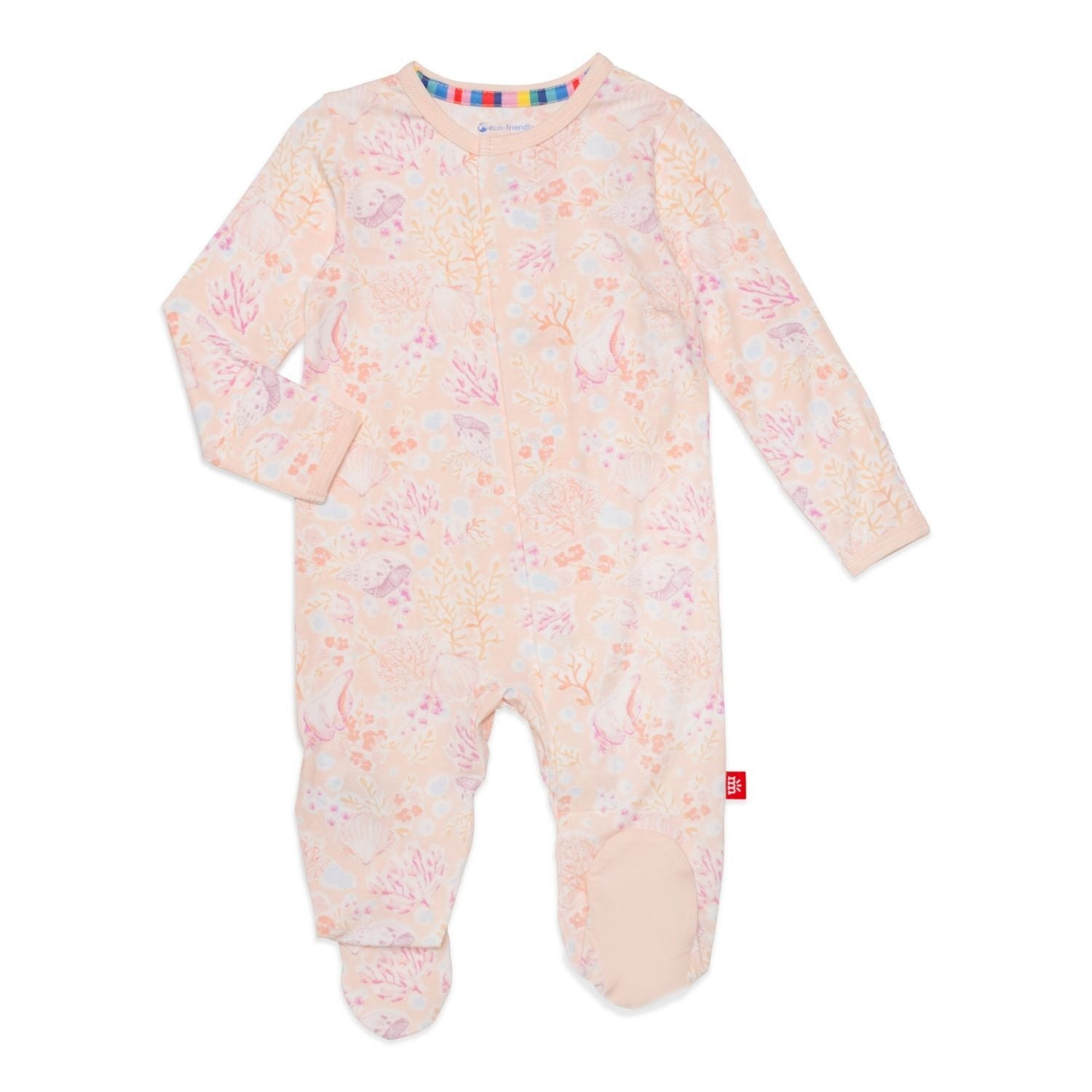 Magnetic Me coral floral modal magnetic footie - 0-3 Months