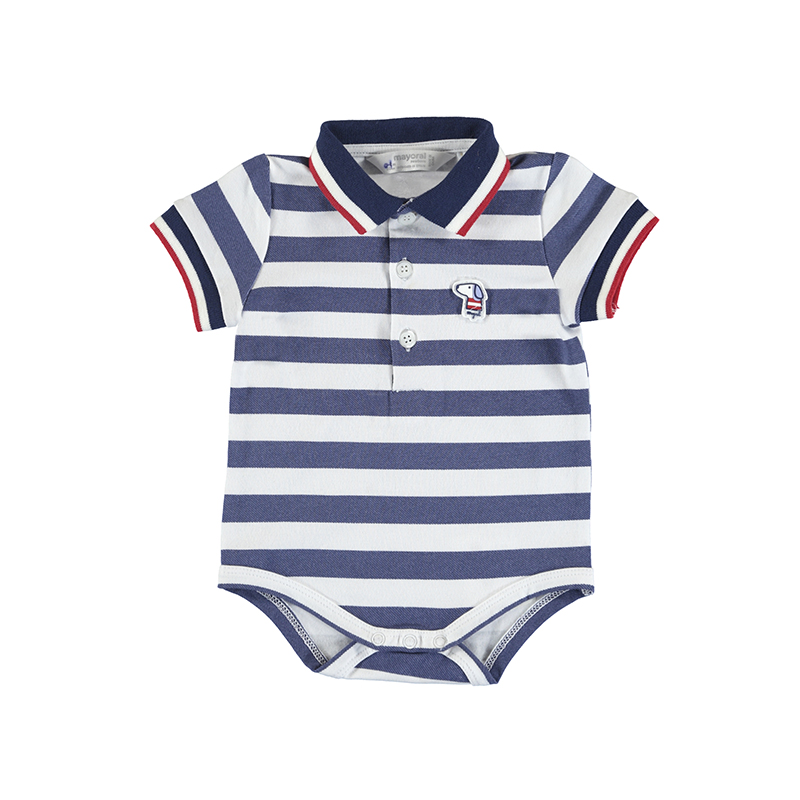 Mayoral Striped Blue Polo Bodysuit - 12 Months