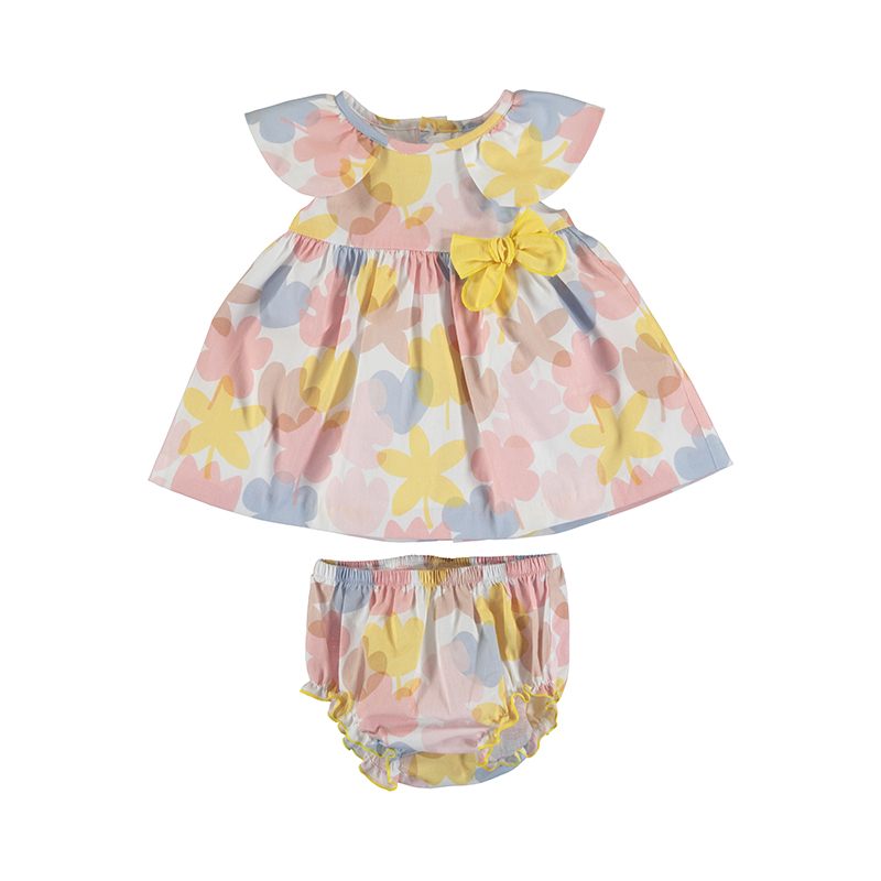 Mayoral Banana Printed Dress w/ Knickers - 4-6 Months