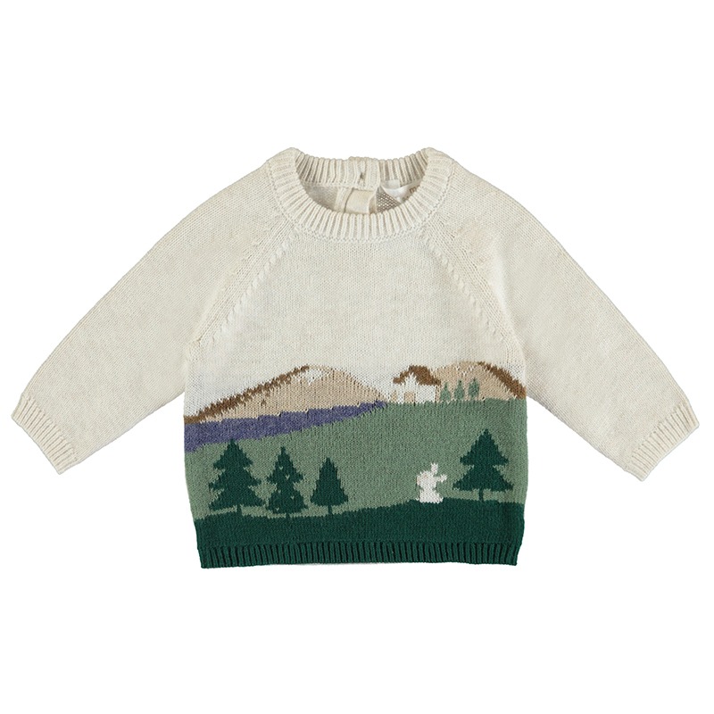 Mayoral Jacquard Sweater + Pants - Forest - 6-9 Months