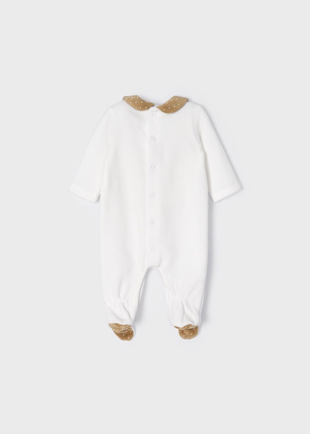 Mayoral Velvet footed one-piece in Raw Caramel - 2-4 Months