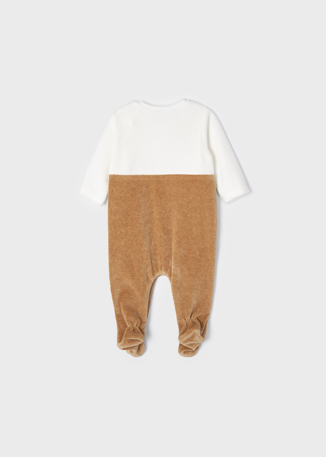Mayoral Embroidered Applique footed one-piece in Caramel - 2-4 M