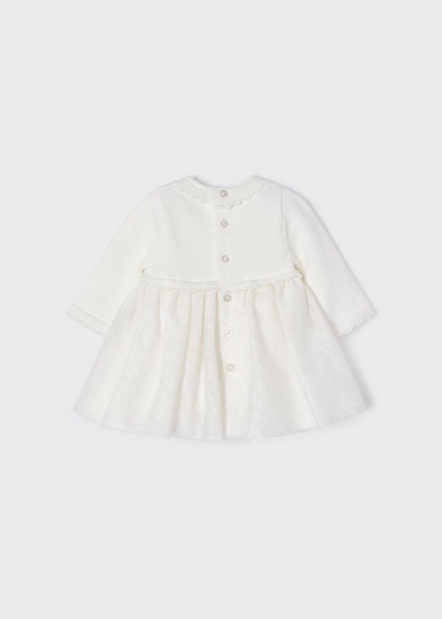 Mayoral Special Occasion Long Sleeved Dress - Cream - 12 Months