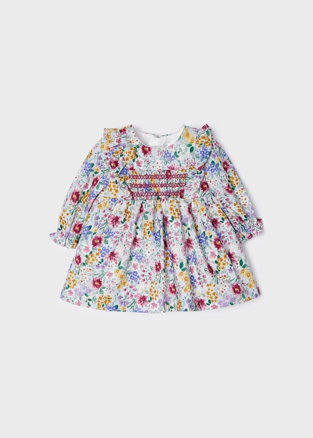 Mayoral Smocked stitching dress in Black Currant - 12 Months