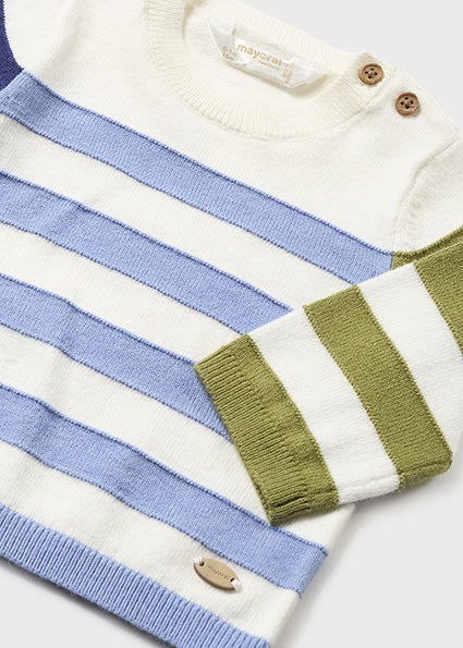 Mayoral Striped Jumper Sweater - 12 Months / Natural