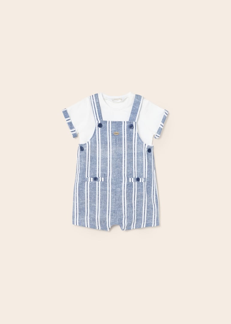 Mayoral Linen Dungaree Set - Imperial - 4-6 Months