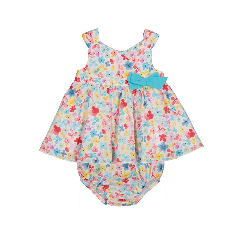 Mayoral Turquoise Printed Dress w/ Knickers - 4-6 Months