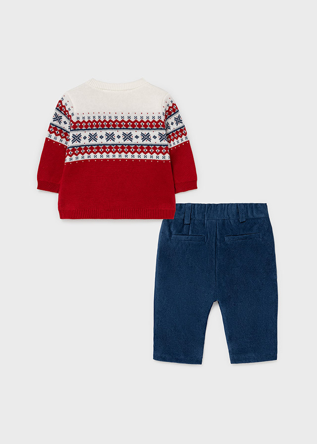Mayoral Long Navy Trousers With Winter Sweater - 12 Months
