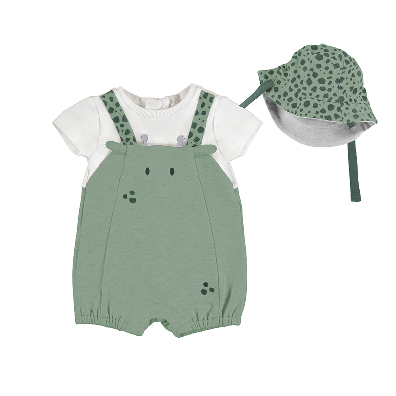 Mayoral Knitted bodysuit with cap - Aloe - 2-4 Months