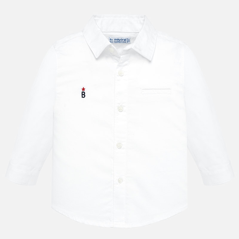 Mayoral Long Sleeve Button Shirt in White with Motorcycle