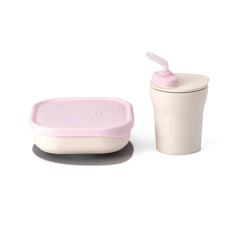 Miniware Sip + Snack Set - Vanilla + Cotton Candy
