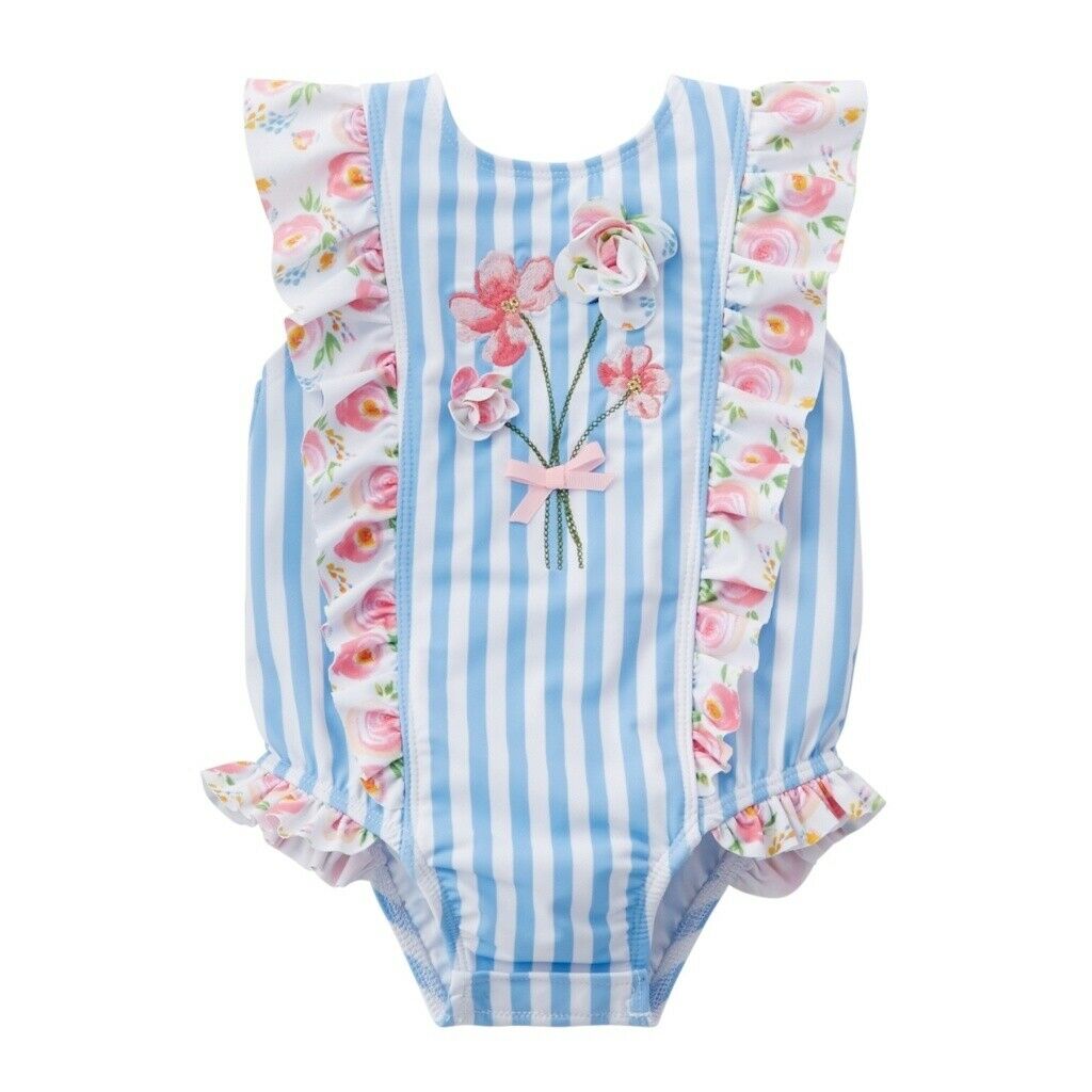 Mud Pie Striped Floral Swimsuit - 3-6 Months