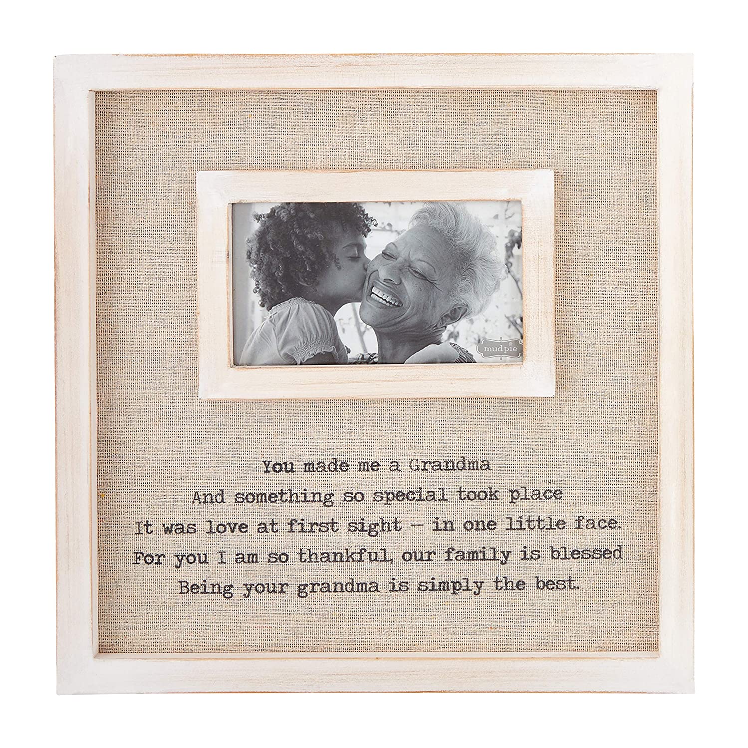 Mud Pie 4699088 3 X 3 Gray Washed Distressed Little Man Picture Frame White