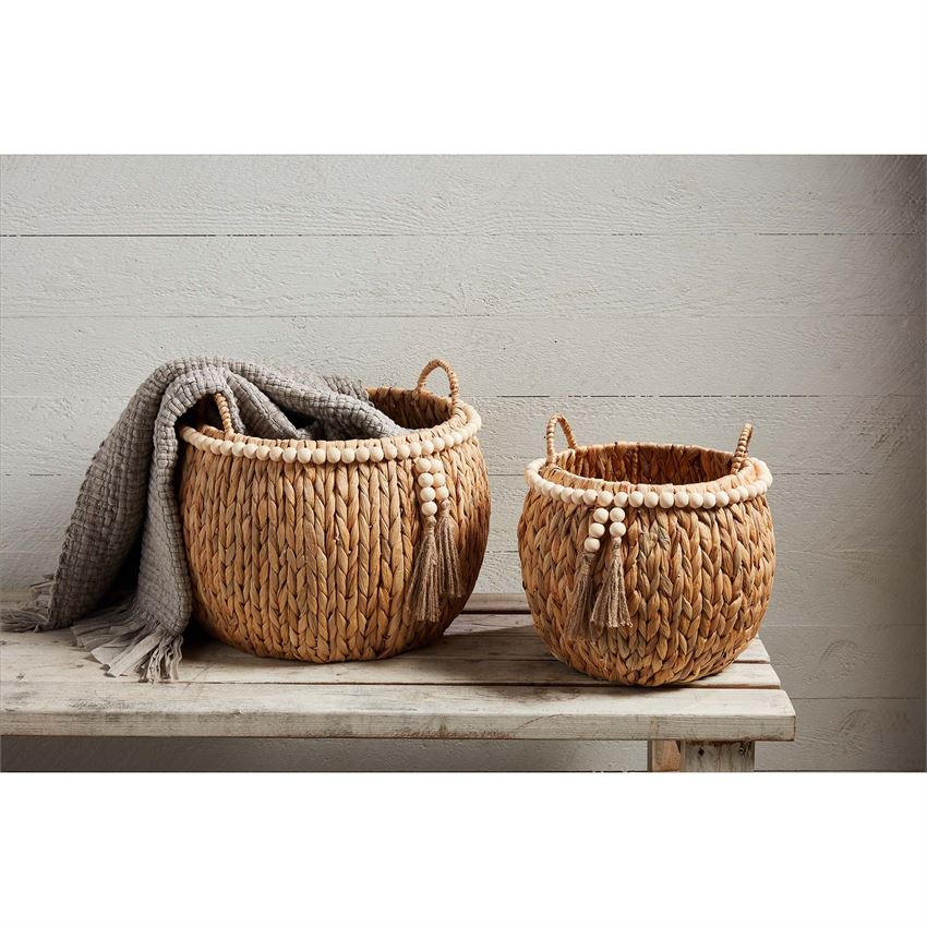 Mud Pie Hyacinth Bead Basket Set