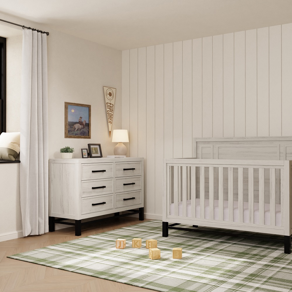 Namesake Newbern Crib & Double Dresser - White Driftwood